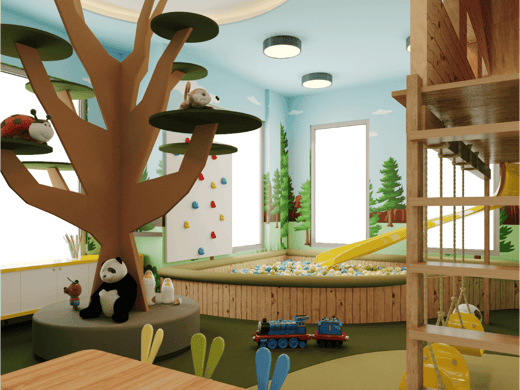 Espaço kids e brinquedoteca projetado para igreja